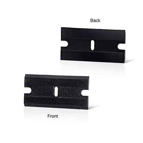 EHDIS Razor Blades 100 PCS Double Edged Plastic Blade for Safety Glass Scraper and Razor Scraper Tool - Remove Decals, Stickers, Adhesive Label, Glue and Glass Clean - Black