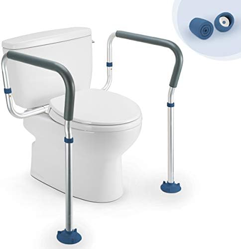 GreenChief Toilet Safety Rail, Medical Bathroom Safety Frame for Elderly, Handicap and Disabled - Adjustable Handrails for Toilet Seat Toilet Handrails Helper, 2 Additional Rubber Tips