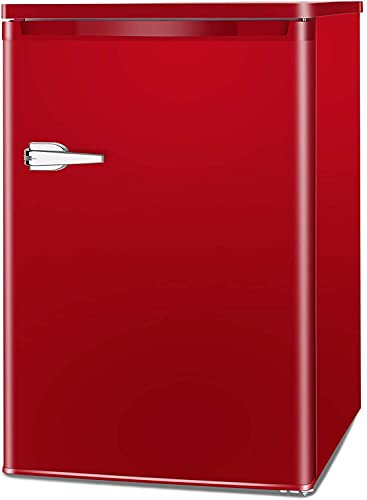 LHRIVER Mini Freezer, 3.0 Cu.ft Small Upright Freezer with Handle, Removable Shelves, Adjustable Thermostat, Low Noise for Bedroom/Apartment/Office, Red