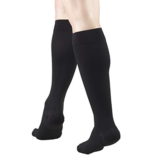 Truform 20-30 mmHg Medical Compression Stockings, Smooth Stretch Microfiber, Knee High, Closed Toe, Black, 2X-Large