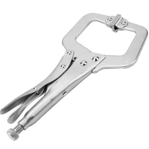 4 Packs 11 Inch Large C Clamp Locking Pliers with Swivel Pads, Heavy Duty Vice Grip Clamp Set, Adjustable Welding Clamps Tools for Woodworking Welding