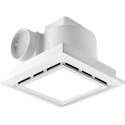 Bathroom Exhaust Fan with LED Light Ceiling Mount Ventilation Fan 118 CFM 1.0 Sones 4 Inch Duct Quiet Bathroom Vent Fan with Light Combo 5000K for Home Bath Hotel-Squares