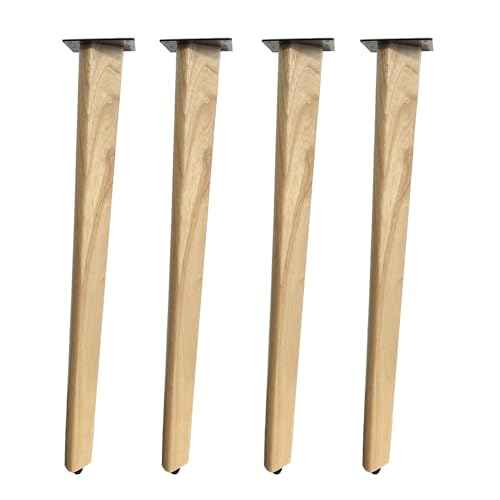 QLLY 28 inch Slant Wooden Table Legs, Solid Wood Angled Desk Legs, Furniture Legs, Set of 4, Easy to Install - Perfect for DIY Dining Tables, Coffee Tables, and Benches (Natural, 28")