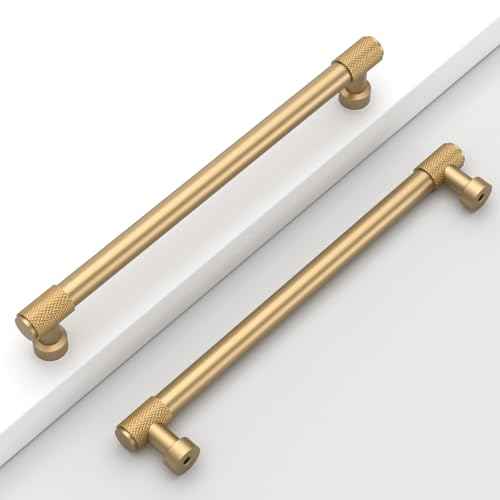 10 Pack 7.5"(192mm) Champagne Bronze Cabinet Pulls Knurled Kitchen Cabinet Handles Champagne Gold Drawer Pulls Cupboard Hardware for Cabinets CK0028