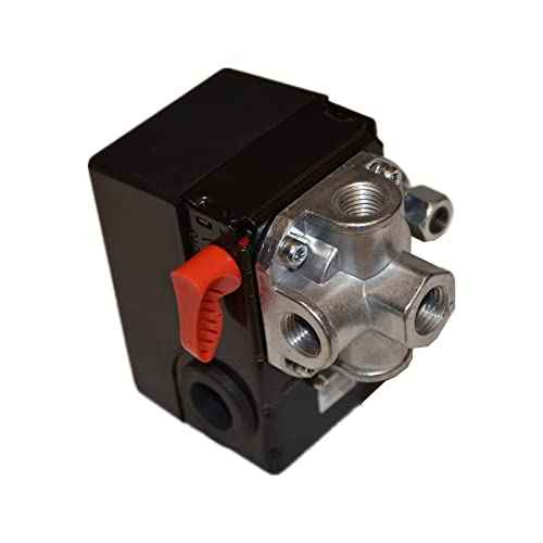 Z-D26612 Air Compressor Pressure Switch, 4-Port, 120-150 PSI, Black, Automatic, Metal Housing