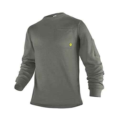 FR Shirts for Men,5.5oz/7.1oz Round Neck Flame Resistant Long Sleeve Shirts, 100% Cotton Workwear FR Clothing for Men
