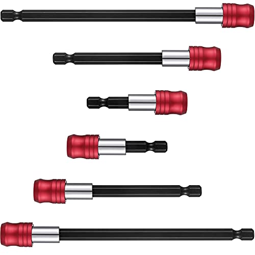 Honoson 6 Pieces Drill Bit Extension Magnetic Screwdriver Bit Holder Impact Driver Set Bar Socket Chuck Adapter 1/4 Inch Hex Shank Power for Screws Nuts Drill