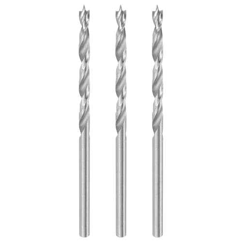 HARFINGTON 3pcs Brad Point Drill Bit 2.5mm(3/32") Dia Straight Round Shank Drill Metric Brad Point Spiral Twist Drill Bits for Carpenter Woodworking Plastic Rubber