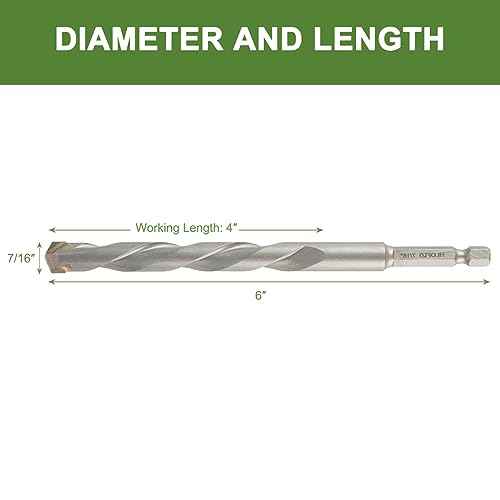 7/16" x 6" Masonry Drill Bits 7/16 inch Concrete Hammer Drill Bits, for Cement, Brick, Stone, Block, Stucco Wall, 2 Pack, Hex Shank