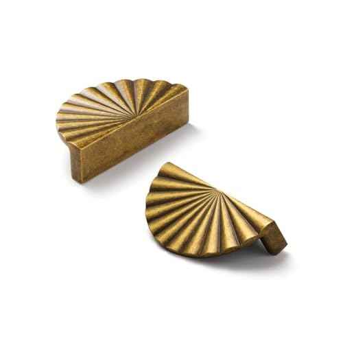 10 Pack Antique Brass Cabinet Pulls Cup Flat Vintage Drawer Pulls Kitchen Cupboard Bathroom Dresser Cabinet Hardware Handles Zinc Alloy