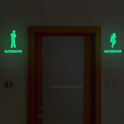 Glow in The Dark Toilet Stickers, Wall Decal for Bathroom and Bath Decorations, PET Waterproof, Kids and Adult Bathroom Signage