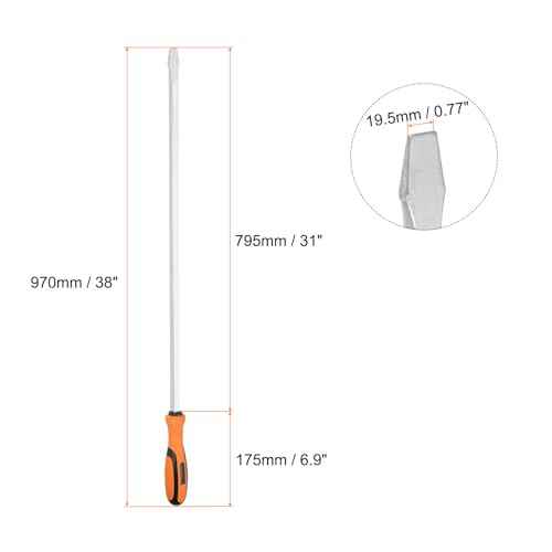 HARFINGTON Slotted Screwdriver SL13 38" Extra Long 31" Square Shank CR-V Flat Head Screwdrivers with Striking Cap for Industry and Automobile Repair