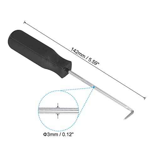 PATIKIL O-Ring 90 Degree Picks 142mm, 2 Pcs Oil Seal Gasket Precision Screwdriver Puller Remover Removal Tool, Black