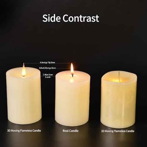 Glass Flameless Pillar Candles Flickering with Remote Timer, Battery Operated LED 3D Moving Flame Real Wax Candles,Remote Included (Ivorywhite)