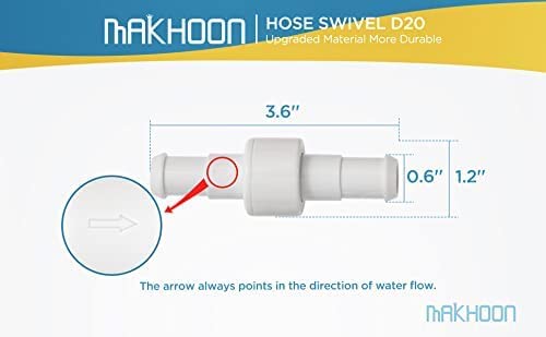 MAKHOON D20 Hose Swivel with D15 Nut - Compatible with Zodiac Polaris 280, 380, 180 Pool Cleaner Hose Swivel, Replacement Part