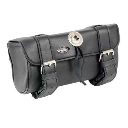 Milwaukee Leather SH62601 Black Small PVC Double Strap with Concho Windshield-Tool Bag - One Size