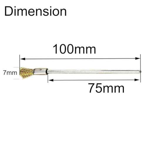 Luo ke 20 Pcs Extended Shank Brass End Brushes, 1/8'' Extra Long Shank Pen Shape Rust Paint Removal Bits Wire Brush for Rotary Tools