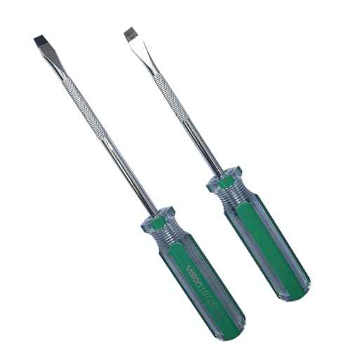 4-Piece Flathead Magnetic Tip Screwdrivers,Hand Tools Set with 6x100mm, 6x125mm, 6x150mm 6x200mm for Home, Automotive, and DIY Projects