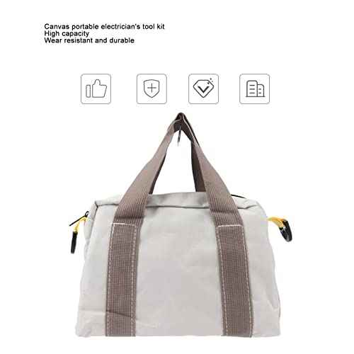 Wide Mouth Tool Bag, Hardware Storage Bag with Large Capacity and Plumbers Handle for Wrenches, Screwdrivers, Pliers (12in / 30.5cm)