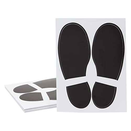 Juvale Shoe Print Floor Stickers - 32 Pairs, Black Vinyl, 8 x 6 in Sheets - Peel & Stick Dancing Feet Floor Stickers & Foot Print Decals for Classrooms, Dance Studios & Hallways
