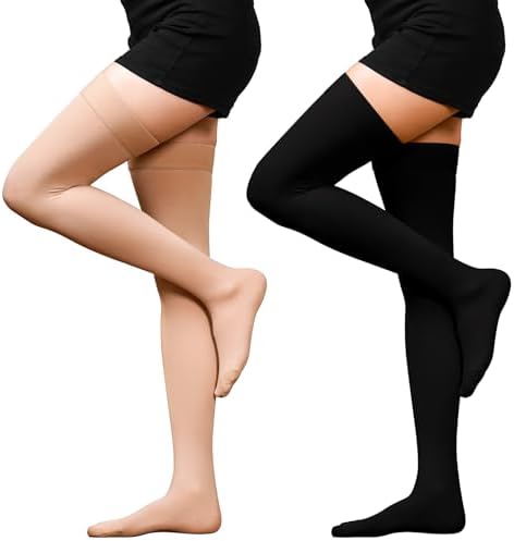 20-30mmHg Compression Stockings for Women & Men, WINGEDSOUL Thigh High Closed Toe Compression Socks for Women, Graduated Support Compression Stockings for Edema