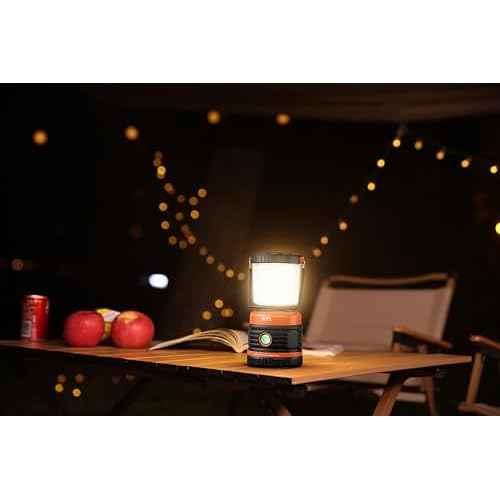 LED Camping Lantern Rechargeable, 1800LM, 4 Light Modes, 4400mAh Power Bank, IP44 Waterproof, Perfect Lantern Flashlight for Hurricane, Emergency, Power Outages, Home and More, USB Cable Included