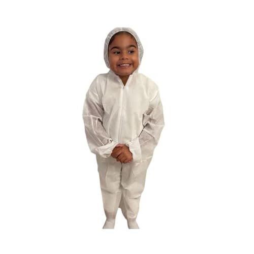 Disposable Children's Coveralls w Hood and elastic wrists, Pack of 5