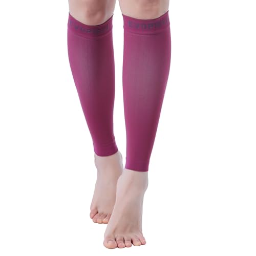 15-20mmHg 1 Pair Calf Compression Sleeve Men and Women Wide Calf Sleeve Brace Compression Socks for Leg Support, Shin Splint,Pain Relief (MAROON, XX-Large)