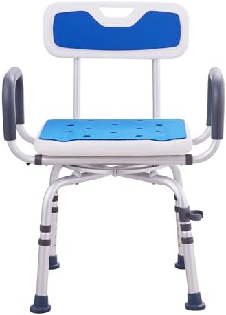 VEVOR Swivel Shower Chair 360 Degree, Adjustable Shower Seat with Armrests and Backrest for Inside Shower or Bathtub, Non-Slip Rotating Bathtub Chair Seat for Elderly Disabled Injured, 400lbs Capacity