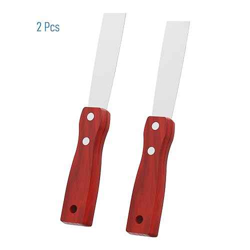 Putty Knife, 2PCS 1 Inch Stainless Steel Scraper Tool, Wooden Handle Metal Spackle Knives for Drywall, Decals, Wall Paper, Floor Tile, Patching, Painting, Taping, Scraping Coating