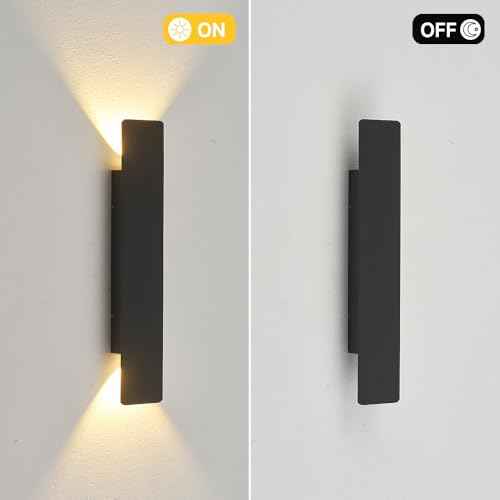 LED Long Wall Light LED Up Down Outdoor Wall Mounted Modern Lighting Fixture £¬100-277V£¬IP65 Waterproof Outdoor Wall Light, Suitable for Courtyard/Exterior Wall/Patio(3000K Warm Light, 15.7inch)