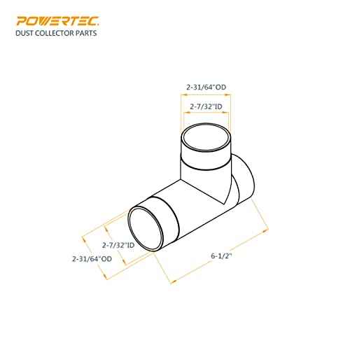 POWERTEC 70180V 2-1/2-Inch Dust Collection T-Fitting, 1 PK