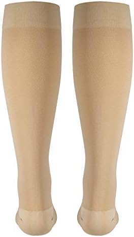 NuVein Medical Compression Stockings, 15-20 mmHg Support for Women & Men, Knee Length, Open Toe, Beige, X-Large