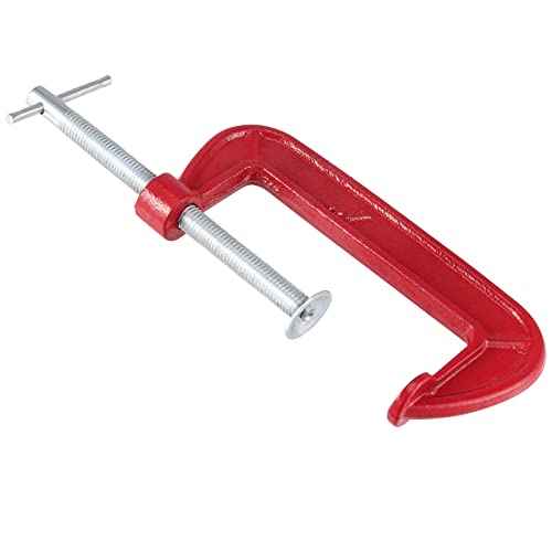 JAPCHET 8 Packs 4 Inches Red C Clamp, Malleable Iron C-clamp, Heavy-Duty C-Clamp for Metalworking, Woodworking, 4-Inch Max Jaw Opening, 2-Inch Throat Depth