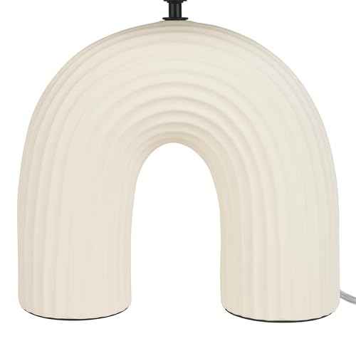 Nourison Home 21" Off White Textured Arch Table Lamp for Bedroom, Living Room, Console, Entryway