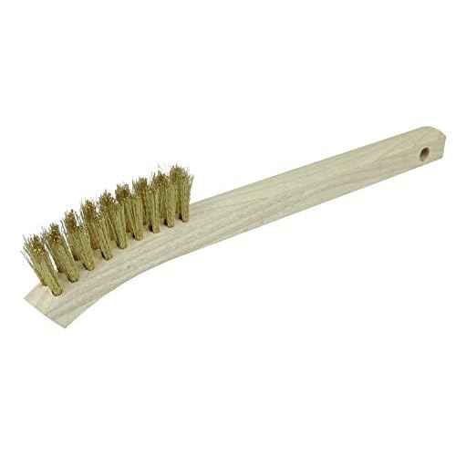 Weiler 95014 Small Hand Wire Scratch Brush, Brass Fill, Wood Block, 2 X 9 Rows, Made in the USA