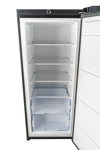 Frigidaire 10 Cu. Ft. Upright Convertible Fridge/Freezer, Reversible Door, Removable Glass Shelves, Adjustable Controls, Platinum Finish