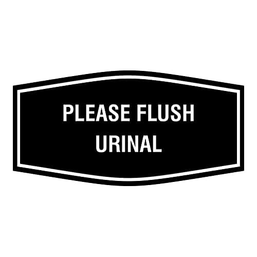 Fancy Please Flush Urinal Sign (Black) - Small