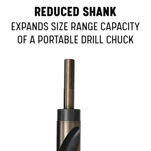 Drill America 9/16" Reduced Shank High Speed Steel Black & Gold Contractor Drill Bit with 3-Flat 1/2" Shank, KFD3F Series