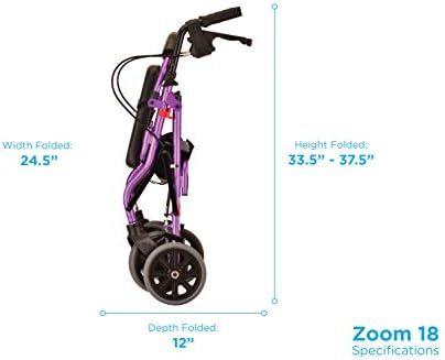 NOVA Medical Products Zoom Rollator Walker with Seat Height, Purple