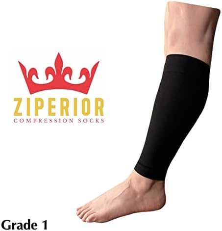 15-20 mmHg Compression Shin Calf No Foot Inside Leg Zipper Sleeves