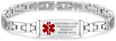 Fashion Lady Stainless steel Medical Alert id Bracelets with Free Engraving