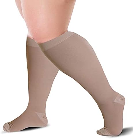 Compression Socks 20-30 mmHg for Women & Men - Knee High Stockings (7X-Large, Beige)