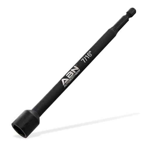 ABN 7/16 IN Impact Nut Driver Tool - SAE 6 IN Long Shank Nut Driver Bits Magnetic Tip Sockets, 1/4 IN Hex Shank