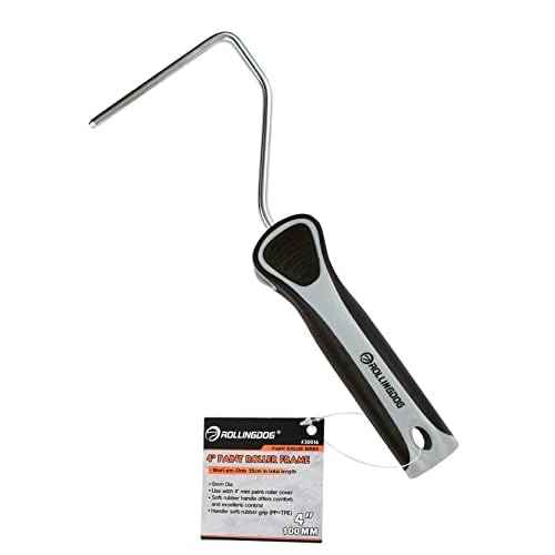 ROLLINGDOG Paint Roller Frame-With Single Rod,Use With 4 Inch Mini Paint Roller Covers,Great for Cutting in and Detail Painting (4 Inches)
