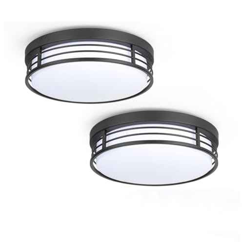 WISBEAM 13 Inch LED Ceiling Lighting Fixture, 23W Black Flush Mount Ceiling Light with 5CCT(2700K/3000K/3500K/4000K/5000K), Dimmable LED Light Ceiling Mount for Kitchen Bathroom Hallway, 2 Packs