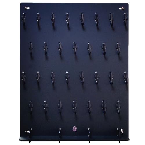 PROSPACE P0004 Acrylic Key Hooks Upgrade Thick Buckle 14 3/4?W x 18 3/4?L Wall-Mounted Key Hanging Board with 30 Hooks for Garage, Car Dealer, Office, Hotel, Real Estate (Matte Black with Pallet)