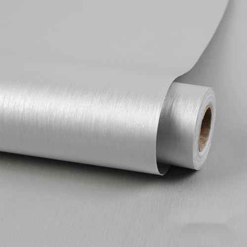 Stainless Steel Contact Paper Peel and Stick 15.7"x 118" Silver Thick Metallic Fridge Wallpaper for Countertops Removable Self Adhesive Waterproof Modern Vinyl Roll for Kitchen Dishwasher