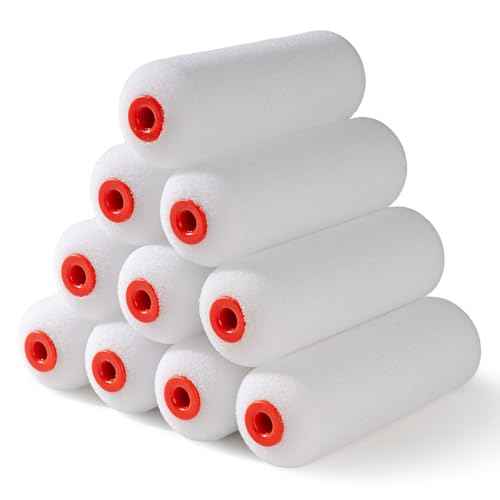 Mister Rui 4 Inch Foam Roller Covers 10-Pack, 30kg/m©ø Medium Density - Washable & Reusable for Smooth Finish on Furniture, Cabinets, DIY Projects