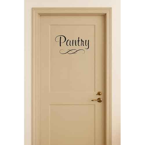 Pantry Decal with Single Swirl - Vinyl Art Wall Decal for The Home or Kitchen Pantry - 8" W X 4.5" H (Black)
